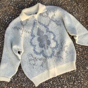 Vintage Hilda made in Iceland Icelandic sweater 100% wool collared pullover M